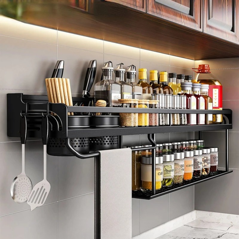 Commercial Kitchen Knife Holder - 60/70/80cm Kitchen Shelf Wall Mount Spice