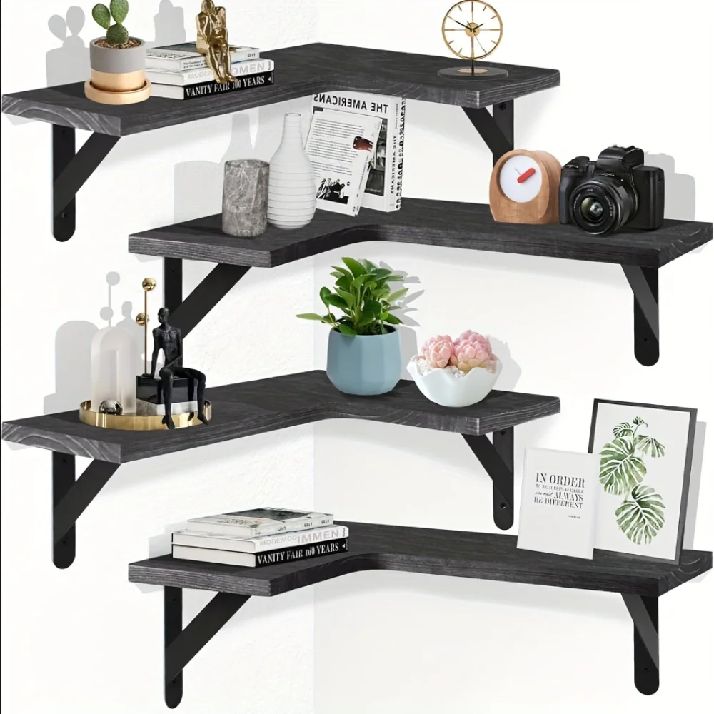 Commercial Kitchen Shed - Natural Wood Grain Floating Shelves Wall-Mounted