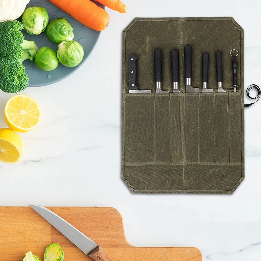 Wet Wax Canvas Knife Storage B - Commercial Kitchen Knife Holder 评论和价格