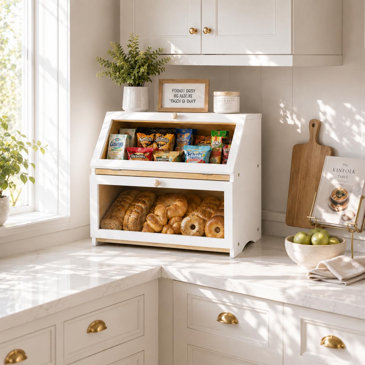 HOMEKOKO Double Layer Bread Bo - Commercial Kitchen Utensil Organizer 评论和价格