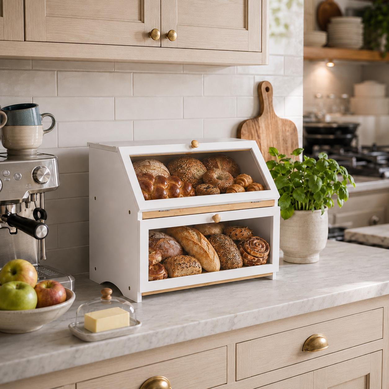 HOMEKOKO Double Layer Bread Bo - Commercial Kitchen Utensil Organizer 评论和价格