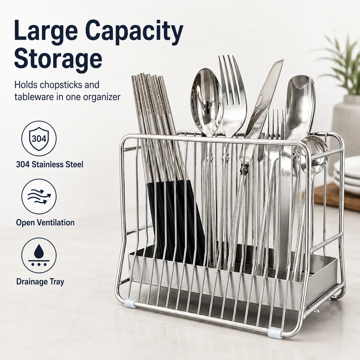 Chopstick Holder with Drain Tr - Commercial Kitchen Knife Holder 评论和价格