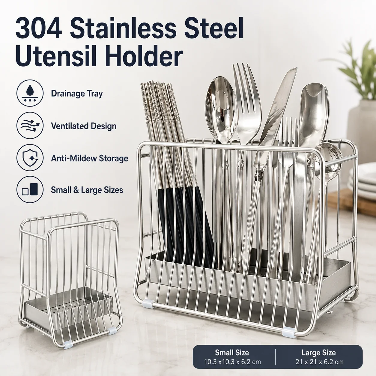 Chopstick Holder with Drain Tr - Commercial Kitchen Knife Holder 评论和价格