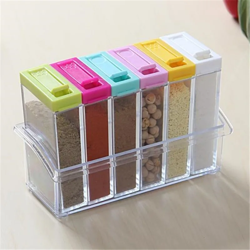 Transparent Seasoning Six Grid - Commercial Kitchen Utensil Organizer 评论和价格