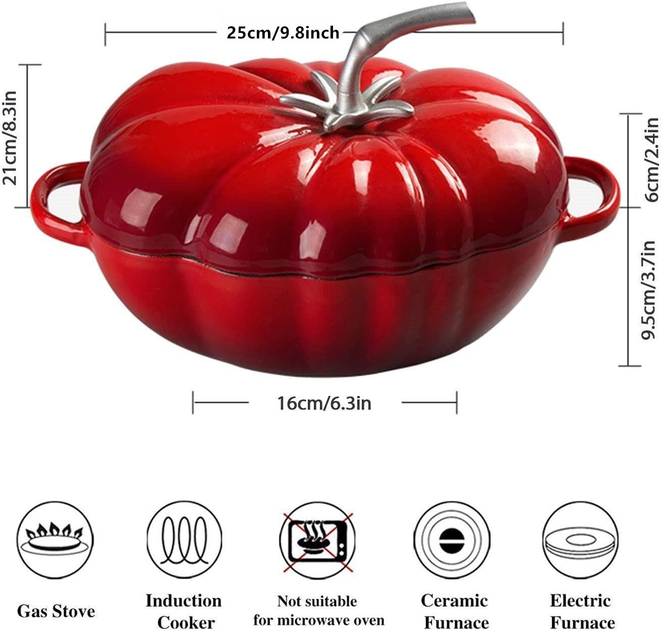 25cm Tomato Enameled Cast Iron - Soup Kettle Warmer 评论和价格