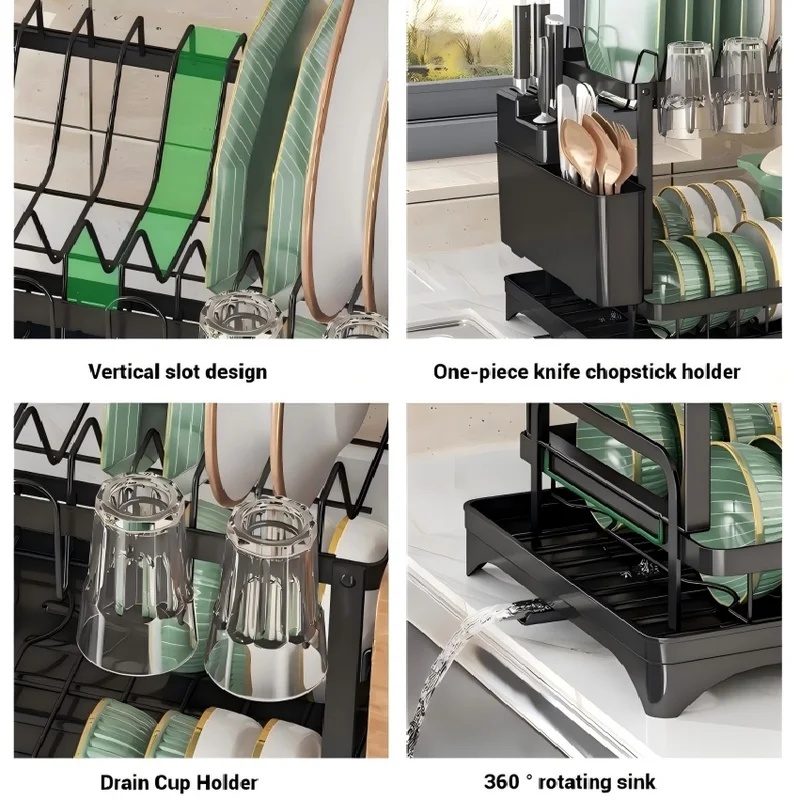 2 Tier Dish Drying Rack Kitche - Commercial Kitchen Knife Holder 评论和价格