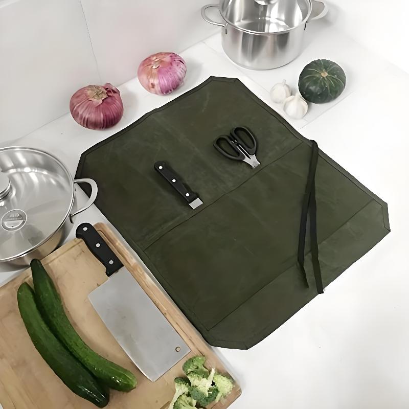 Waxed Canvas Chef Knife Roll M - Commercial Kitchen Knife Holder 评论和价格
