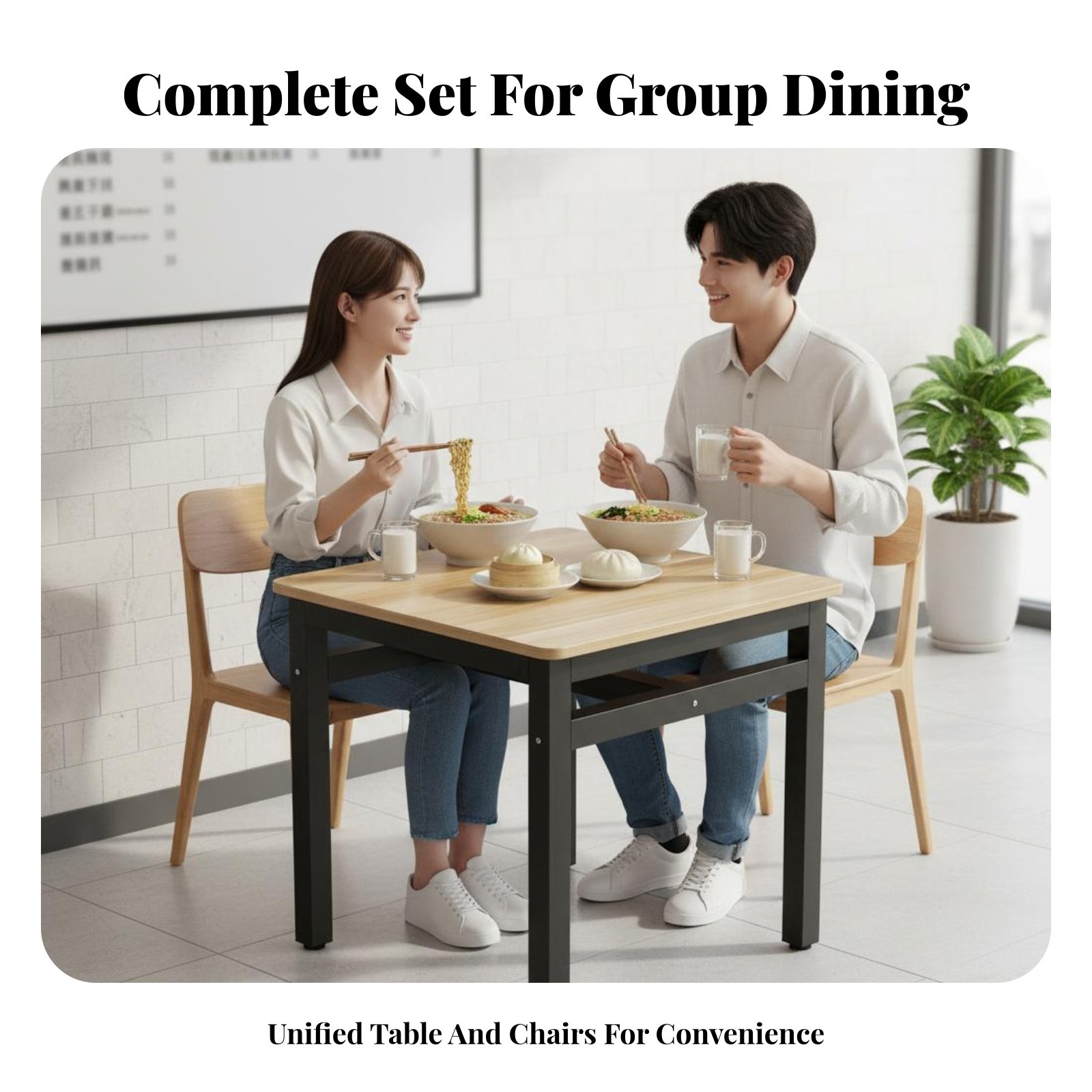 Square Table with 4 Chairs Eas - Commercial Kitchen Set 评论和价格
