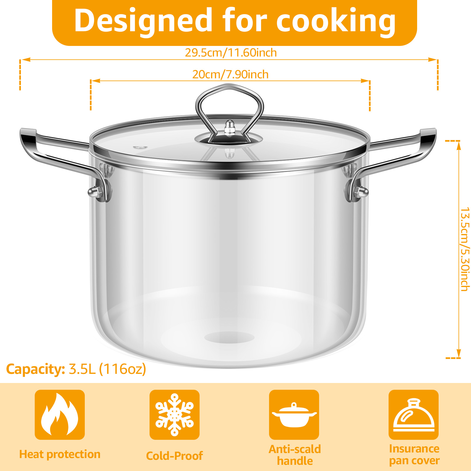 2.5L/3.5L Glass Cooking Pot wi - Soup Kettle Warmer 评论和价格