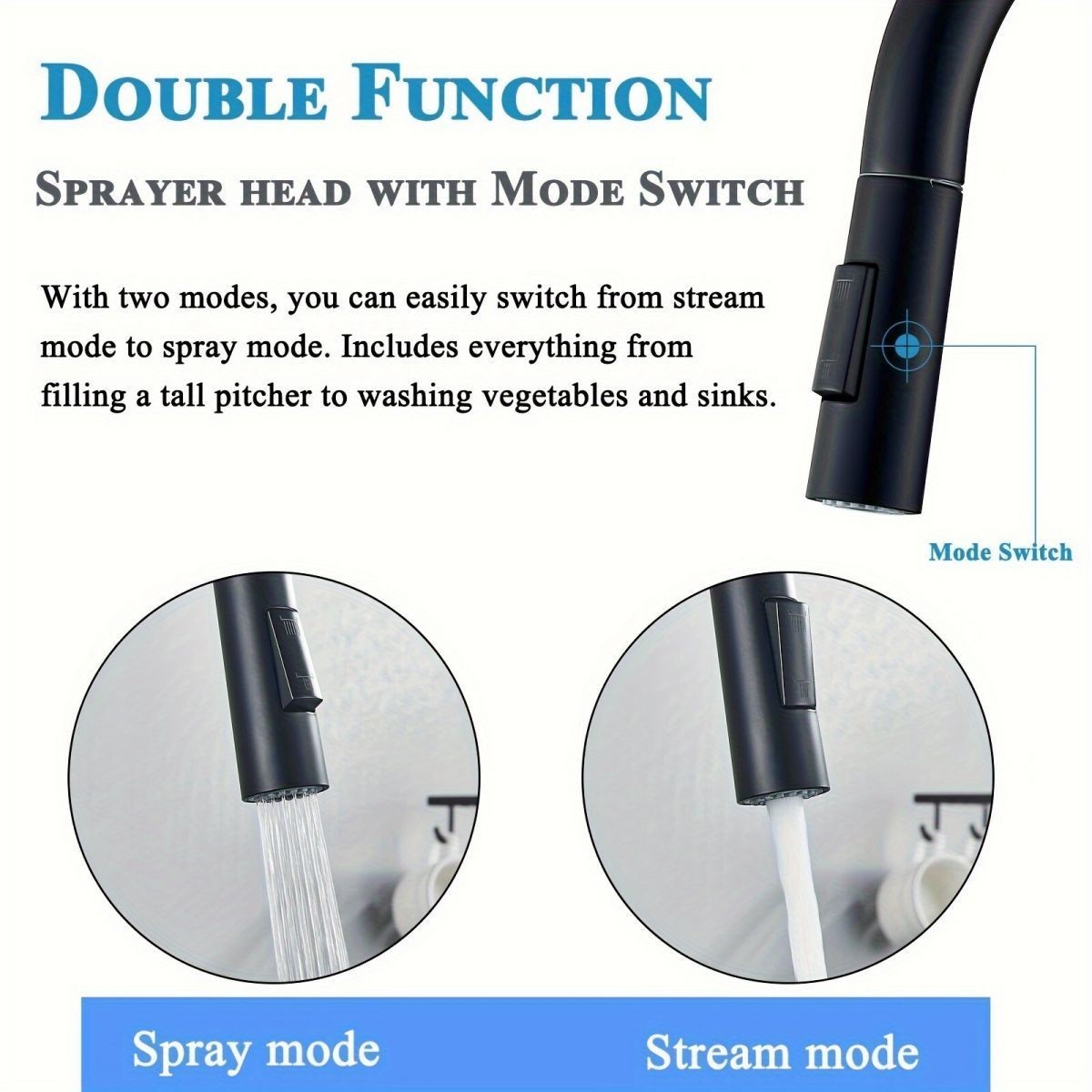 Black Kitchen Faucet Two Funct - Commercial Kitchen Mixer Tap 评论和价格