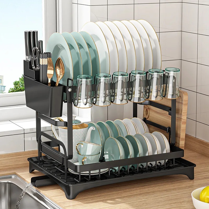 2 Tier Dish Drying Rack Kitche - Commercial Kitchen Knife Holder 评论和价格