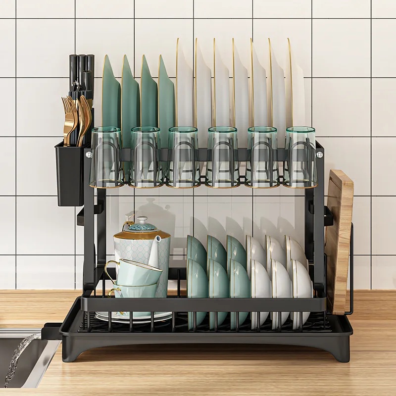 2 Tier Dish Drying Rack Kitche - Commercial Kitchen Knife Holder 评论和价格