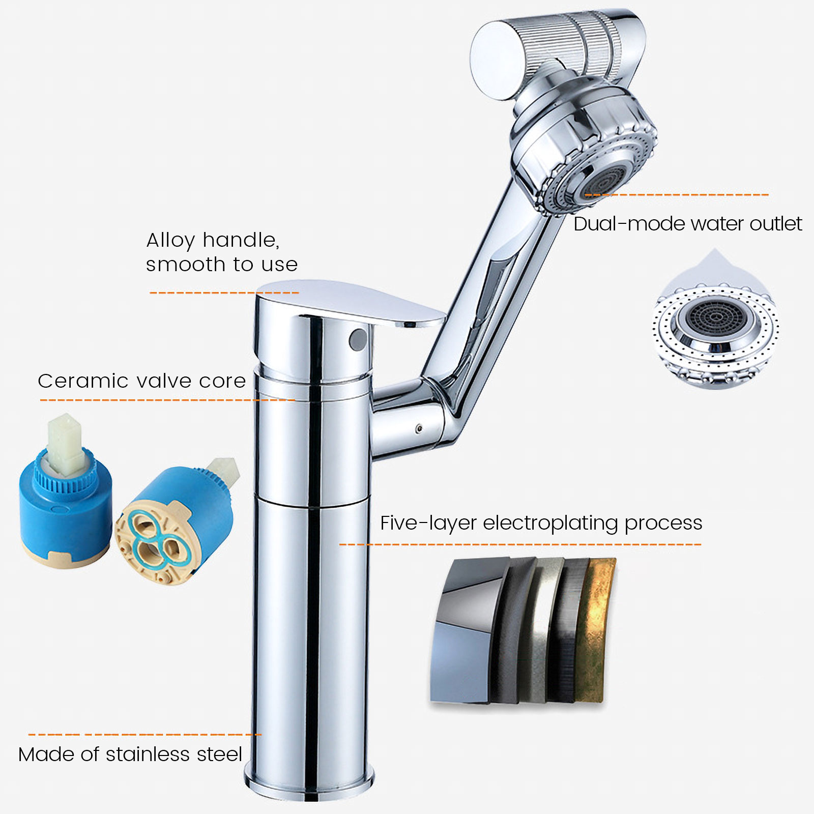 1080 Degree Basin Faucet Kitch - Commercial Kitchen Mixer Tap 评论和价格